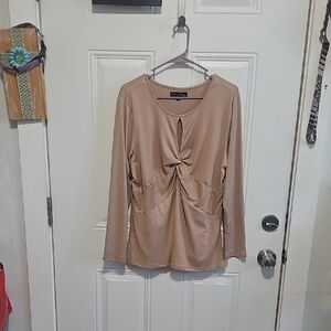 Cato Tan Twist Front Blouse